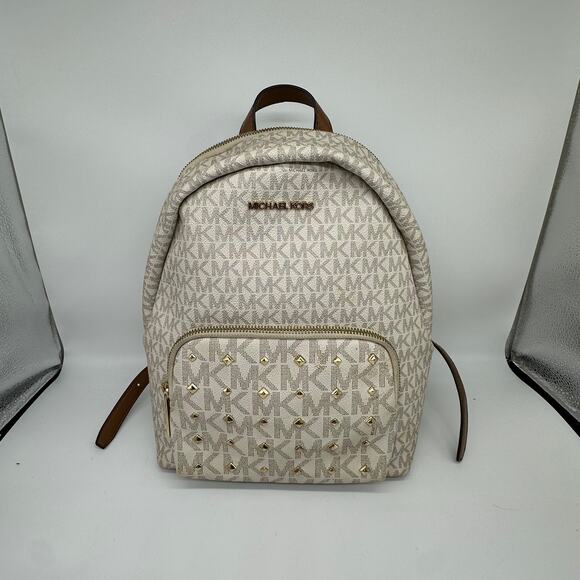 Michael Kors Jaycee Medium Vanilla Backpack and Wallet Gold Studded Pyramid main image 13